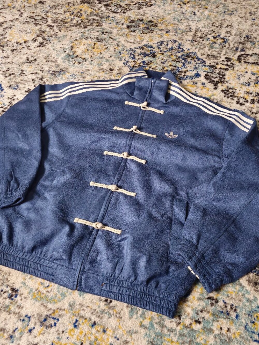 Adidas Track Jacket y2k CNY Dragon Velour Slate Blue (L)